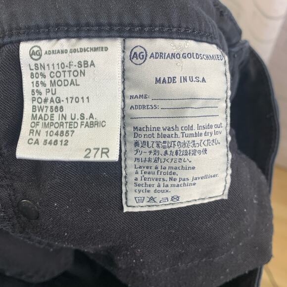 AG Adriano Goldschmied Size 27 27R The Stilt Cigarette Leg Jean Black *Read* - Picture 4 of 8